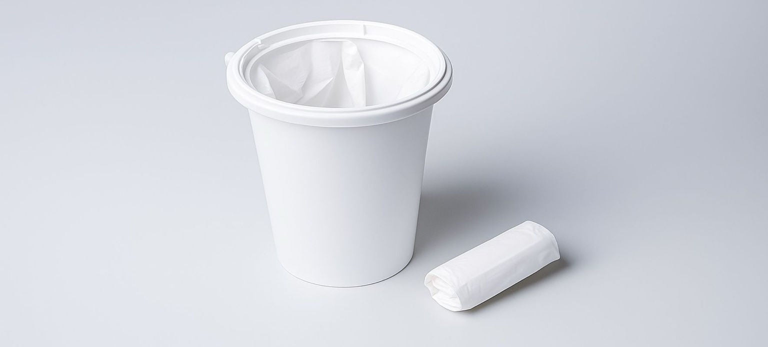 Seau blanc avec sac poubelle Handybag en rouleau