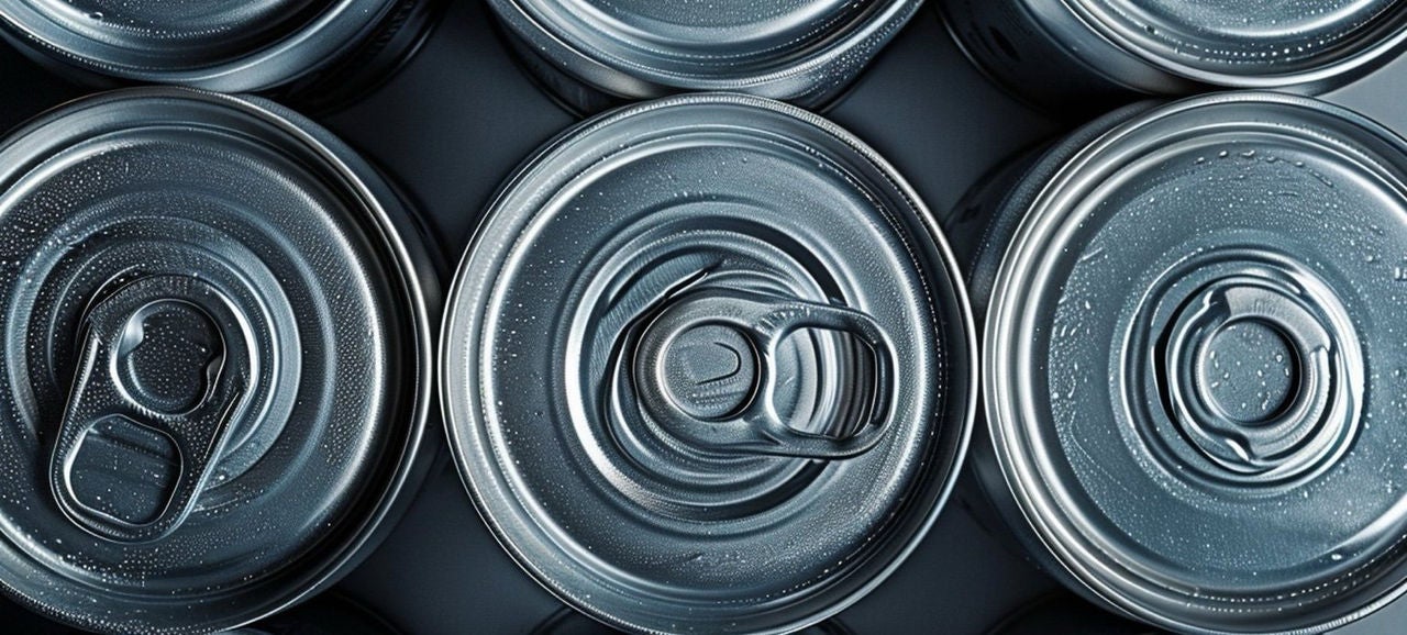 Conserves périmées triées pour recyclage et déchetterie