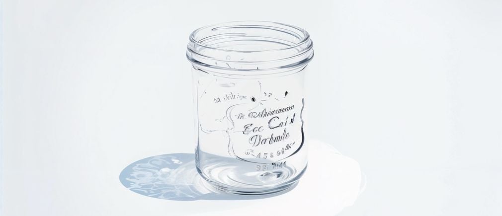 Bocal en verre vide sur fond blanc