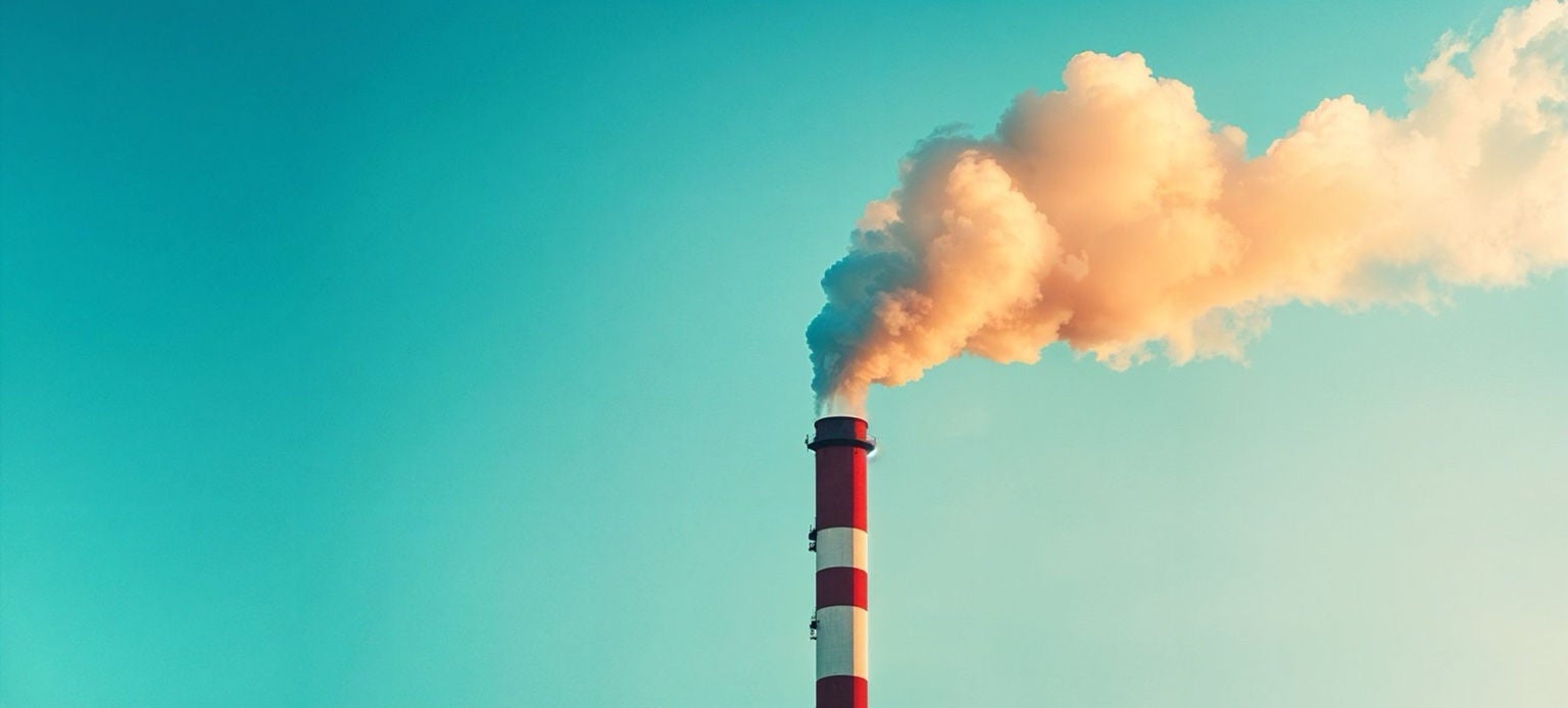 Cheminée industrielle émettant un nuage de fumée