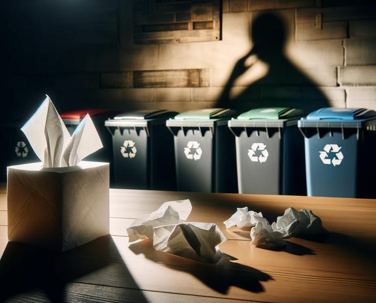 Poubelle adaptée pour jeter des mouchoirs en papier