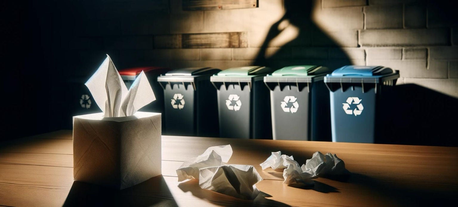 Poubelle adaptée pour jeter des mouchoirs en papier