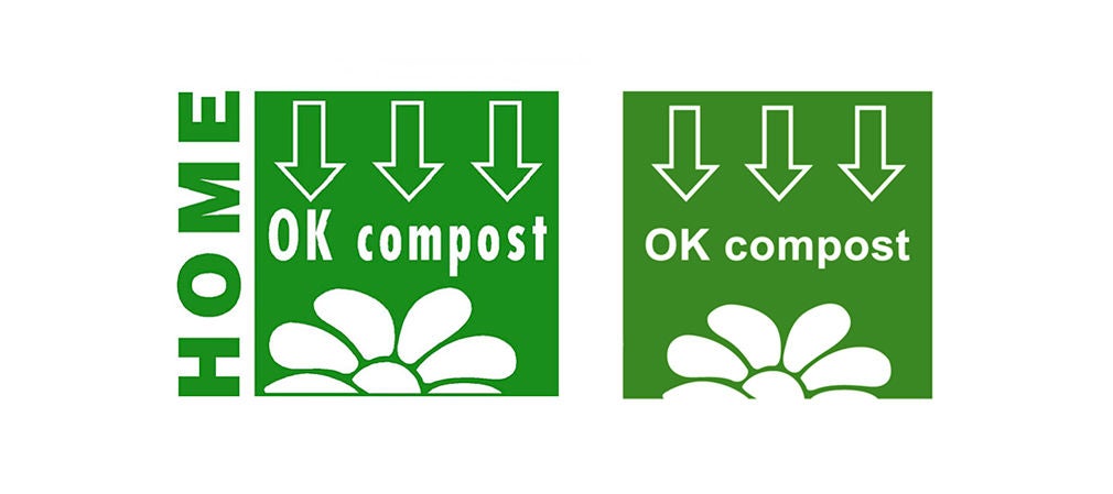 Logo OK compost domestique vert sur fond blanc