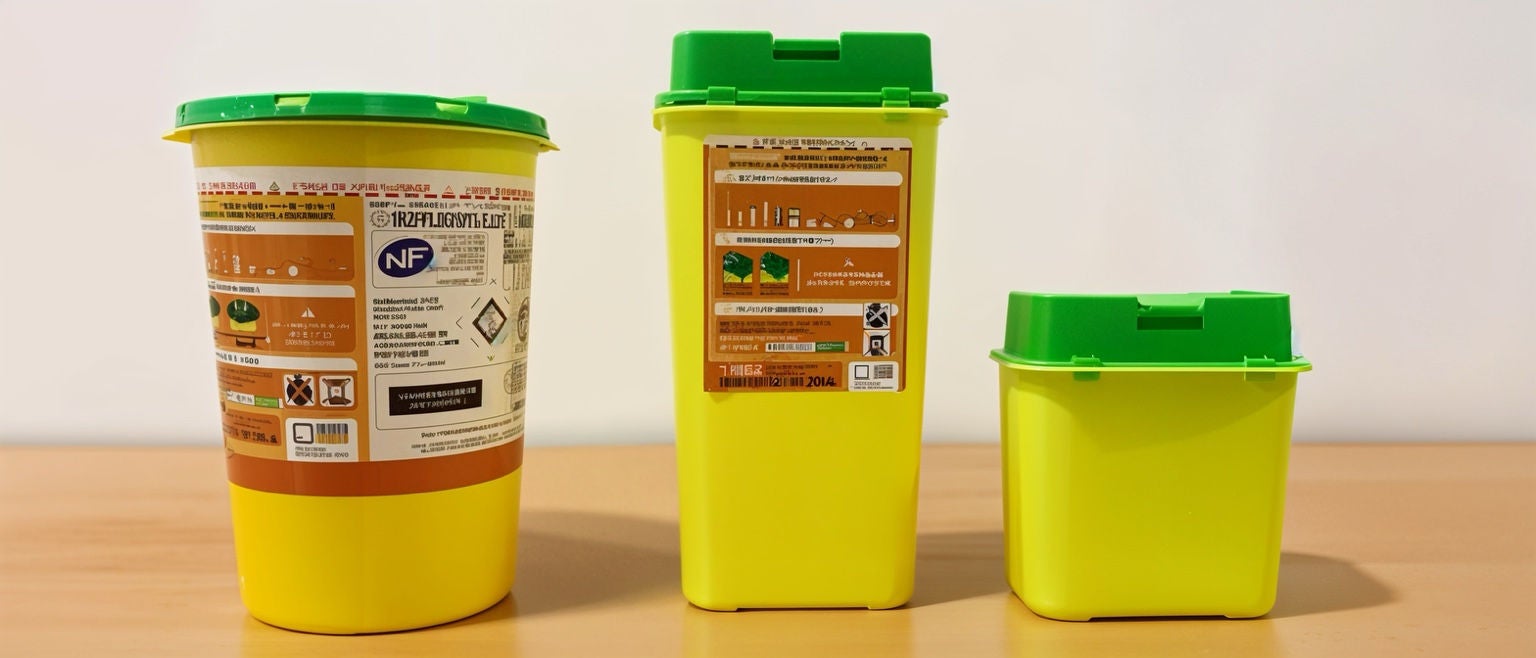 Boîte DASRI remplie de déchets médicaux usagés