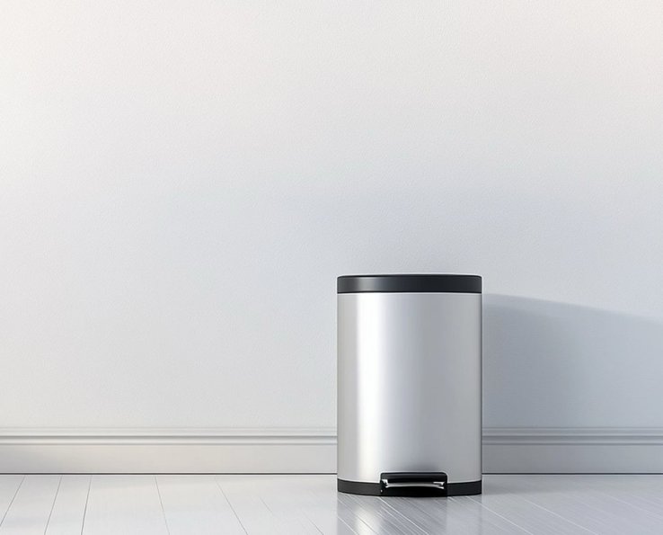 Papelera rectangular moderna de metal con diseño